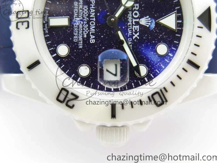 0104 Submariner 40mm White Ceramic 5GF Best Edition Dark Blue Dial on Blue Rubber Strap SA DailyWear 2486